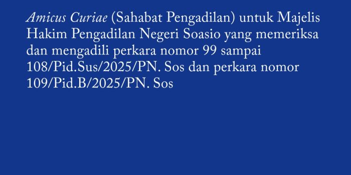 ICJR Kirim Amicus Curiae untuk Kasus Penangkapan 11 Warga Maba Sangaji: Aksi Damai Memperjuangkan Lingkungan Hidup yang Baik dan Sehat Bukan Tindak Pidana