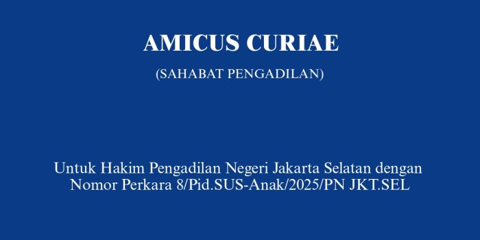 ICJR Kirim Amicus Curiae dalam Perkara Pembunuhan oleh Anak MAS ke Pengadilan Negeri Jakarta Selatan: Mencegah Luka Berulang Anak Berkonflik dengan Hukum